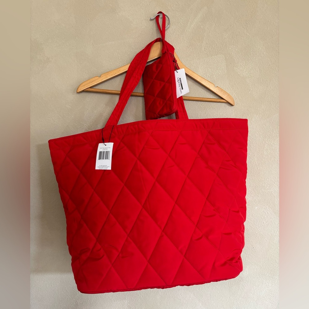 NWT Vera Bradley Essential Grand Quilted Red Tote and matching wristlet